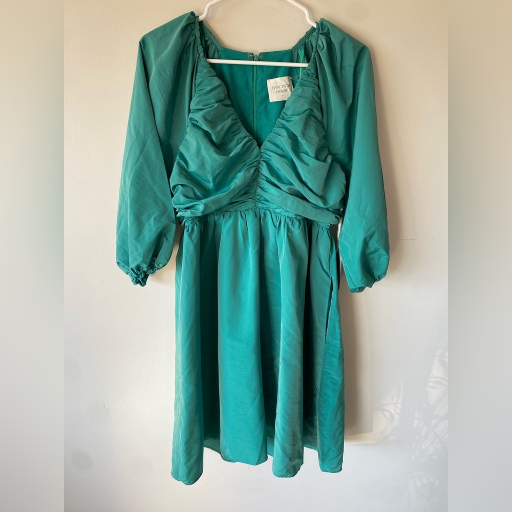 NEW Tuckernuck Hyacinth House Teal Ruched Genevieve Dress Small Medium